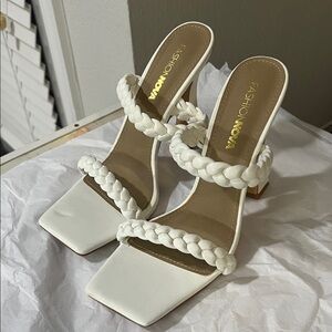 Fashion Nova Ivory Braided Heels